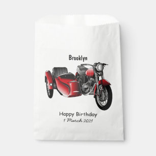 Sidecar motorcycle cartoon illustration  favour bags