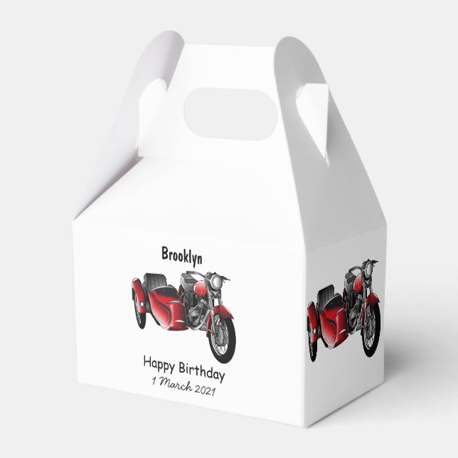 Sidecar motorcycle cartoon illustration  favour box (Front Side)