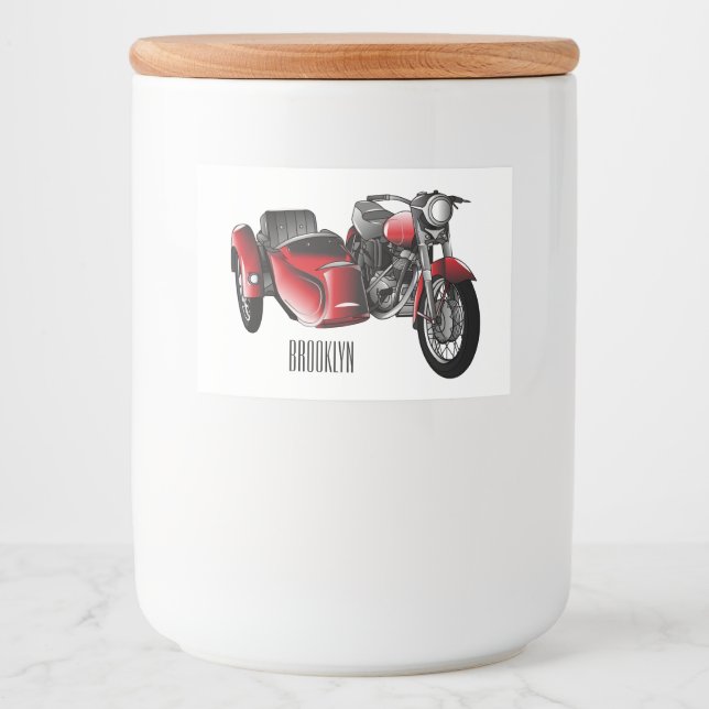 Sidecar motorcycle cartoon illustration  food label (Front)