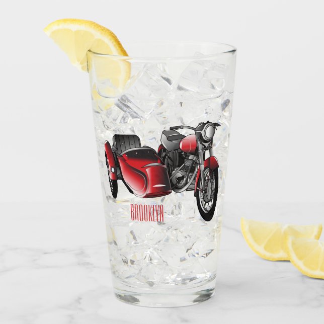 Sidecar motorcycle cartoon illustration  glass (Front Ice)