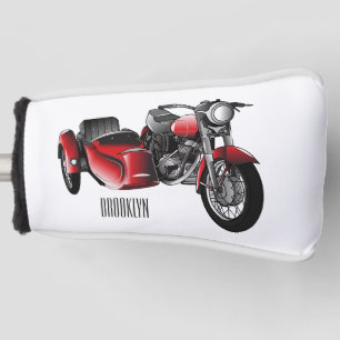 Sidecar motorcycle cartoon illustration  golf head cover