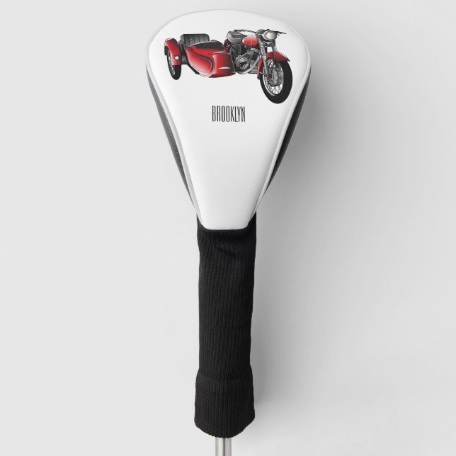 Sidecar motorcycle cartoon illustration  golf head cover (Front)