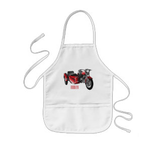 Sidecar motorcycle cartoon illustration  kids apron