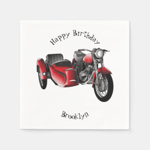 Sidecar motorcycle cartoon illustration napkin