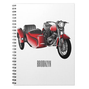 Sidecar motorcycle cartoon illustration notebook