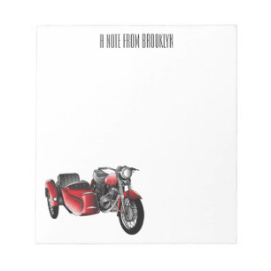 Sidecar motorcycle cartoon illustration notepad