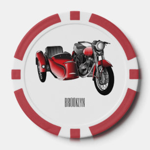 Sidecar motorcycle cartoon illustration poker chips