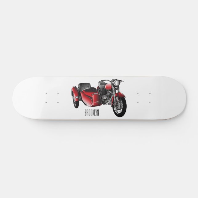 Sidecar motorcycle cartoon illustration  skateboard (Horz)