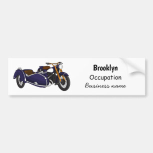 Sidecar purple motorcycle illustration bumper sticker