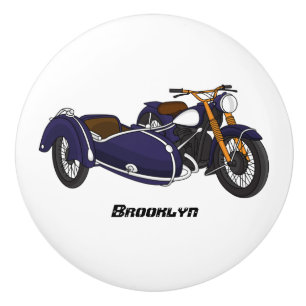 Sidecar purple motorcycle illustration ceramic knob