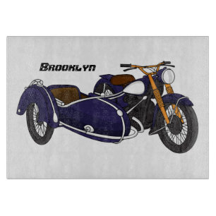 Sidecar purple motorcycle illustration cutting board