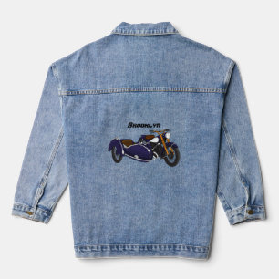 Sidecar purple motorcycle illustration denim jacket