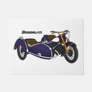 Sidecar purple motorcycle illustration doormat