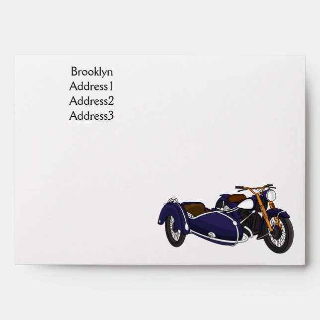 Sidecar purple motorcycle illustration envelope (Front)