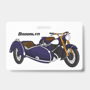 Sidecar purple motorcycle illustration ID badge