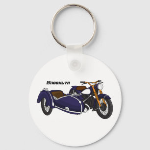 Sidecar purple motorcycle illustration key ring