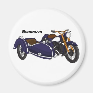 Sidecar purple motorcycle illustration magnet