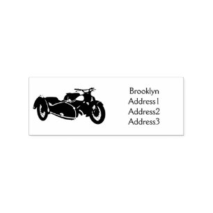 Sidecar purple motorcycle illustration rubber stamp