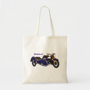 Sidecar purple motorcycle illustration tote bag