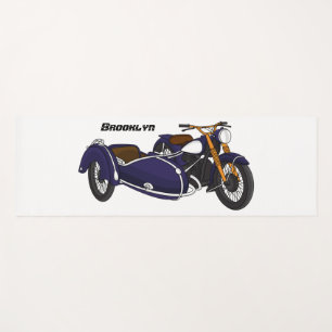 Sidecar purple motorcycle illustration yoga mat