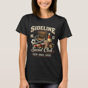 Sideline Social Club Cheer Snack Repeat Soccer Mum T-Shirt