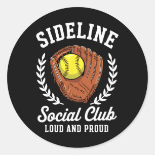 Sideline Social Club Softll Glove Ll Proud Mom Classic Round Sticker