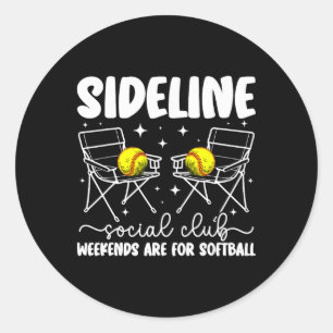 Sideline Social Club Softll Mom Of A Softll Player Classic Round Sticker