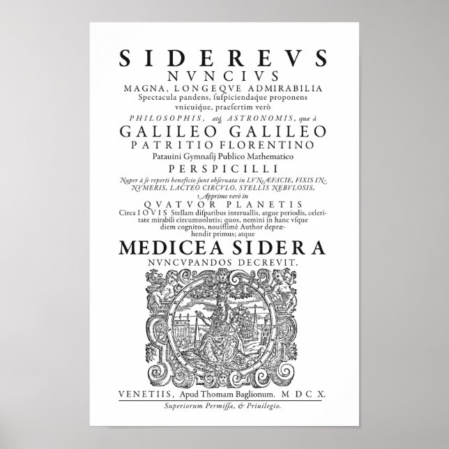 Sidereus Nuncius Poster (Front)