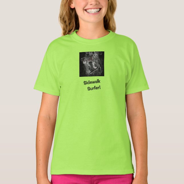 Sidewalk Surfer Pro Image Lime Skater T-Shirt (Front)