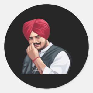 Sidhu Moosewala The Legends Sidhu Moosewala Motiva Classic Round Sticker