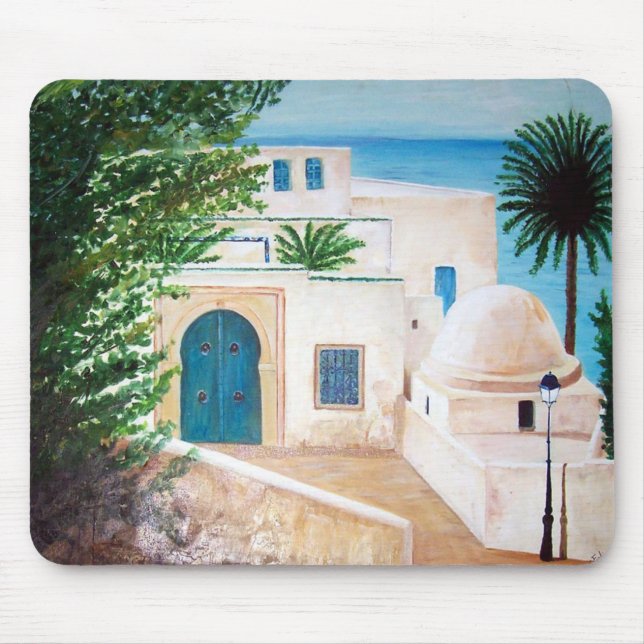 "Sidi Bou Said, Tunisia" mousepad (Front)