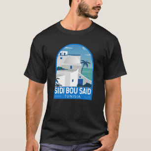 Sidi Bou Said Tunisia Retro Travel Art Vintage T-Shirt