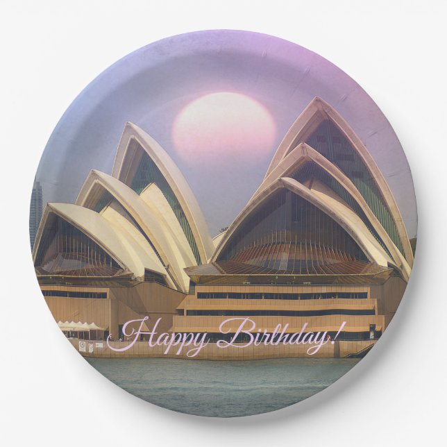 Sidney Australia Opera House Birthday Paper Plate (Front)