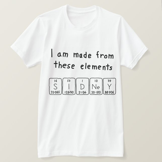 Sidney periodic table name shirt (Design Front)