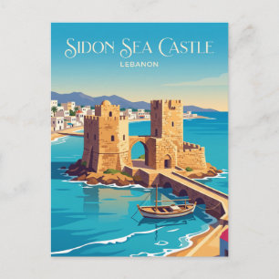 Sidon Sea Castle Lebanon Postcard