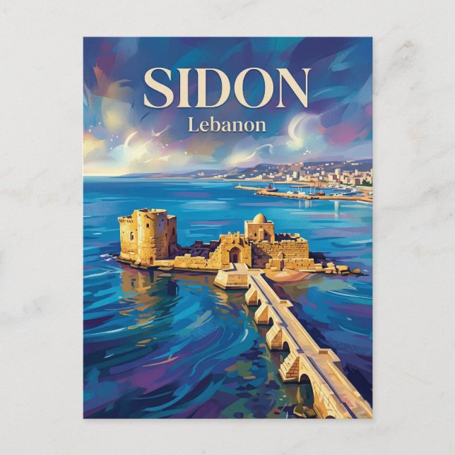 Sidon Sea Castle Lebanon Postcard (Front)