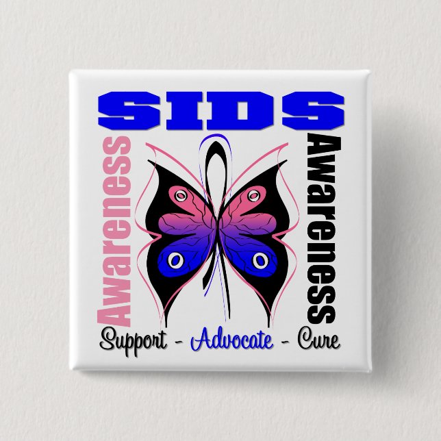 SIDS Awareness Butterfly 15 Cm Square Badge (Front)