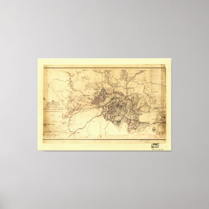 Siege of Atlanta Map, July 19th-August 26th 1864 Canvas Print