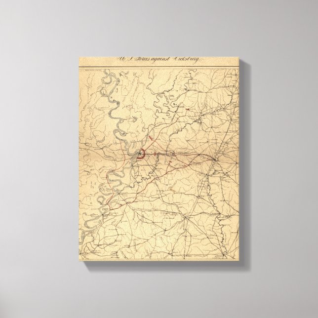 Siege of Vicksburg - Civil War Panoramic Map Canvas Print (Front)
