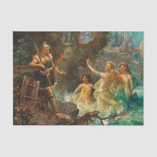 Siegfried und die Rheintochter by Hans Zatzka Tissue Paper (Front)