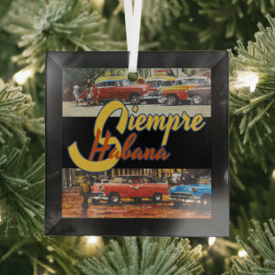Siempre Habana - Havana Cuba Art Glass Tree Decoration