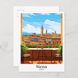 Siena Italy Art Travel Vintage Illustration Postcard