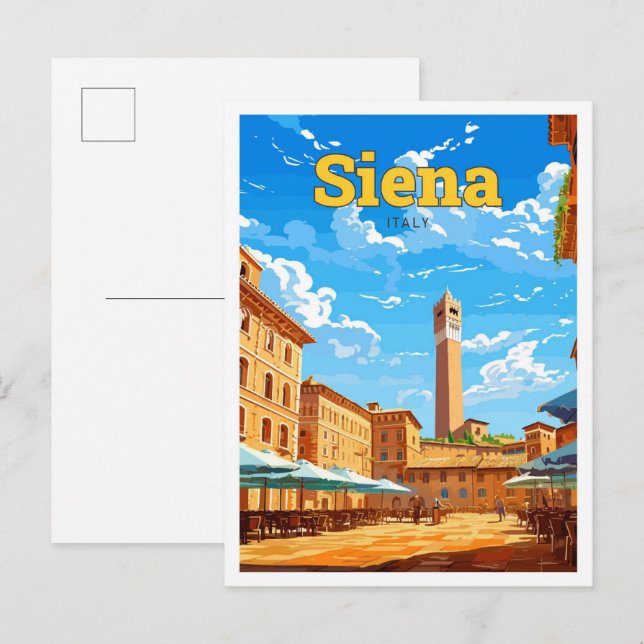 Siena Italy Travel Art Vintage Illustration Postcard (Front/Back)