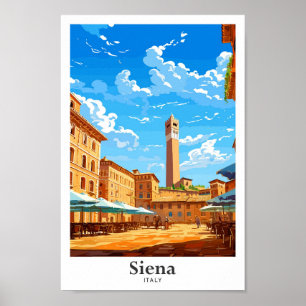Siena Italy Travel Art Vintage Illustration Poster