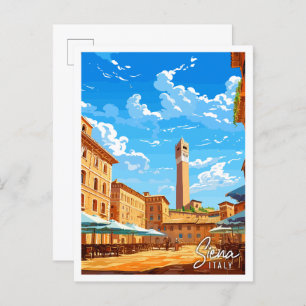 Siena Italy vintage travel illustration Postcard
