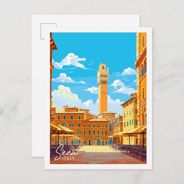Siena Italy vintage travel illustration Postcard (Front/Back)