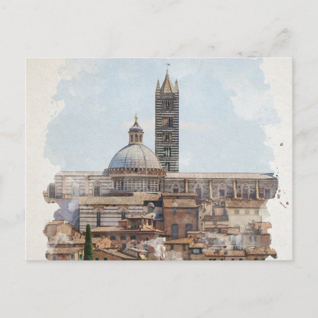 Siena Italy Watercolor Art Postcard (Front)