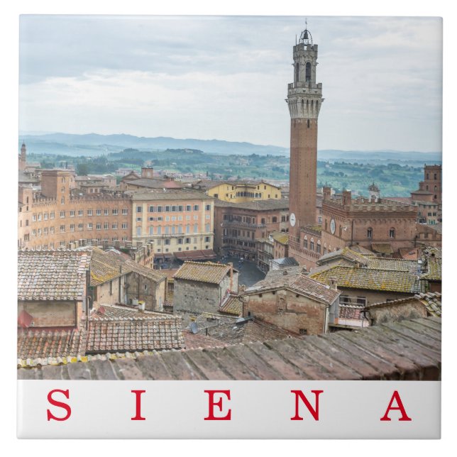 Siena Piazza del Campo view ceramic tile (Front)