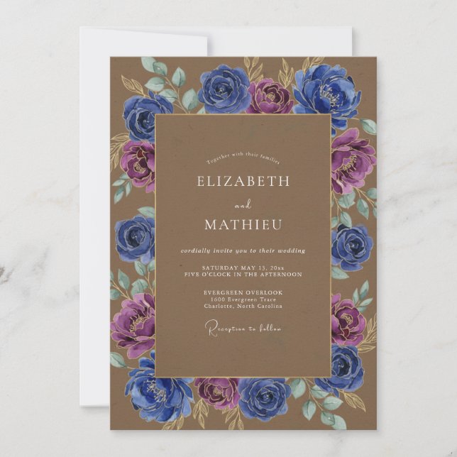 Sienna Amethyst Painted Wedding Invitation (Front)