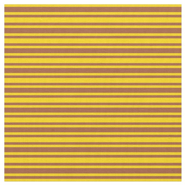 Sienna and Yellow Coloured Lines Pattern Fabric (Close Up)